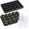 image:imagehomenote 4 Inch Seed Starting Trays with Humidity Domes for Plants 4 Pack 12Cell Seedling Starter Trays Plant Starter Germination Trays for Pots Seedlings for Indoor4 Opening Compatible Pots3 Inch