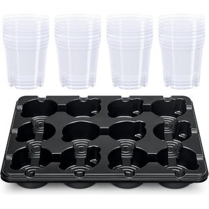 image:imagehomenote 4 Inch Seed Starting Trays with Humidity Domes for Plants 4 Pack 12Cell Seedling Starter Trays Plant Starter Germination Trays for Pots Seedlings for Indoor4 Opening Compatible Pots4 Inch