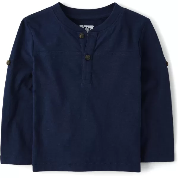 The Children's Place Baby Boys' and Toddler Long Sleeve Rolled Cuff Henley Shirt
