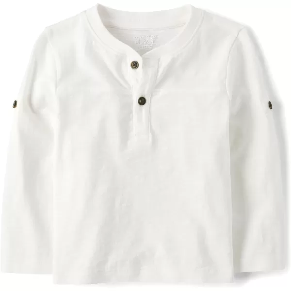 The Children's Place Baby Boys' and Toddler Long Sleeve Rolled Cuff Henley Shirt