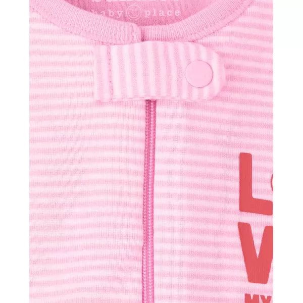 The Children's Place Baby-Girls Love Mom Floral Snug Fit Cotton Zip Front One Piece Footed Pajama 2 Pack