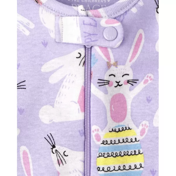 The Children's Place Baby Girls' and Toddler Long Sleeve Zip-Front One Footed Pajama Snug Fit 100% Cotton 2 Piece Set