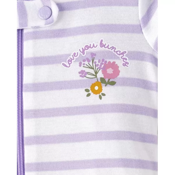 The Children's Place Baby Girls' and Toddler Long Sleeve Zip-Front One Footed Pajama Snug Fit 100% Cotton 2 Piece Set