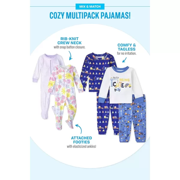 The Children's Place Baby Girls' and Toddler Short Sleeve Top and Pants Snug Fit 100% Cotton 2 Piece Pajama Set