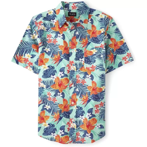 The Children's Place Big Boys' Short Sleeve Button Down Shirt