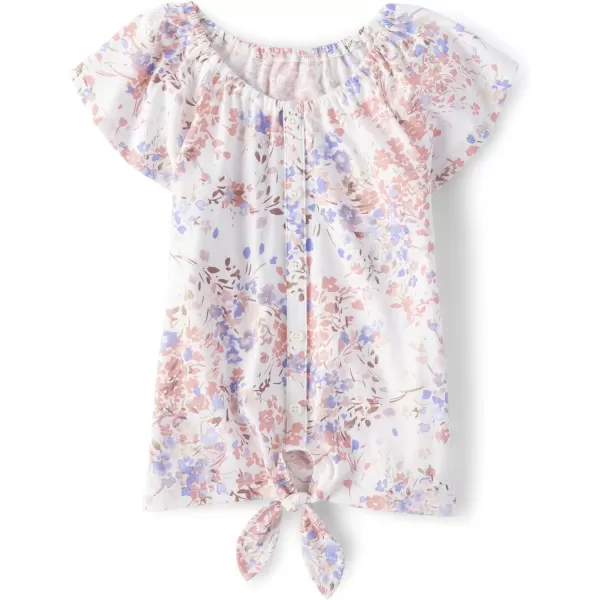 The Children's Place Girls' Short Sleeve Tie Front Top