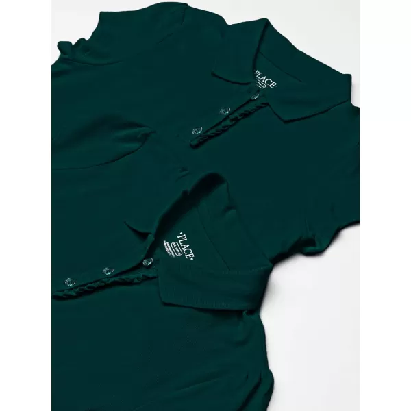 The Children's Place girls Short Sleeve Ruffle Pique Polo 2 pack