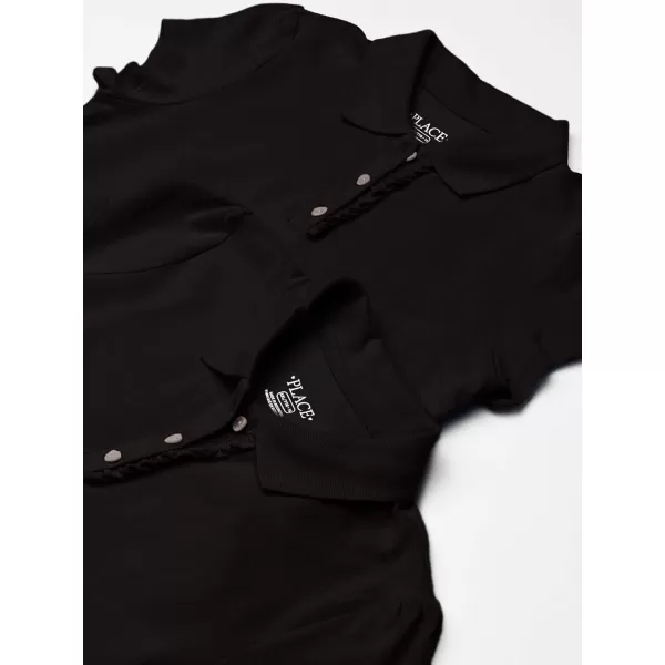 The Children's Place girls Short Sleeve Ruffle Pique Polo 2 pack