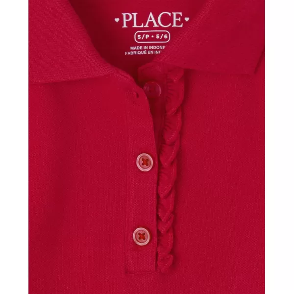 The Children's Place girls Short Sleeve Ruffle Pique Polo 2 pack