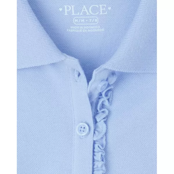 The Children's Place girls Short Sleeve Ruffle Pique Polo 2 pack