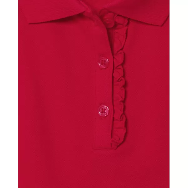 The Children's Place girls Short Sleeve Ruffle Pique Polo 2 pack