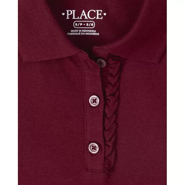 The Children's Place girls Short Sleeve Ruffle Pique Polo 2 pack