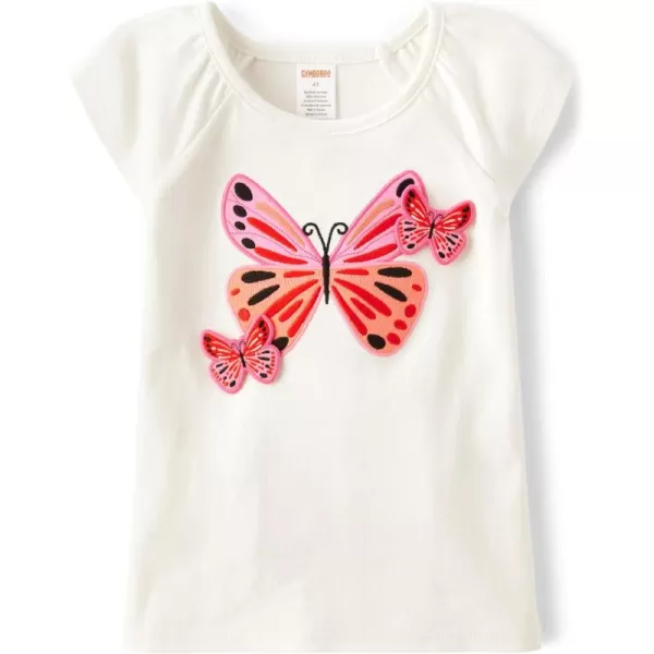 Gymboree Girls' and Toddler Embroidered Graphic Short Sleeve T-Shirts
