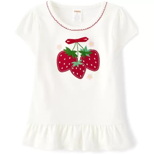 Gymboree Girls' and Toddler Embroidered Graphic Short Sleeve T-Shirts