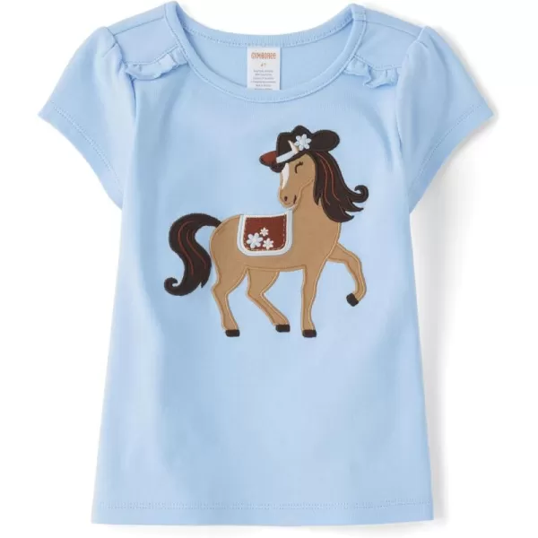 Gymboree Girls' and Toddler Embroidered Graphic Short Sleeve T-Shirts