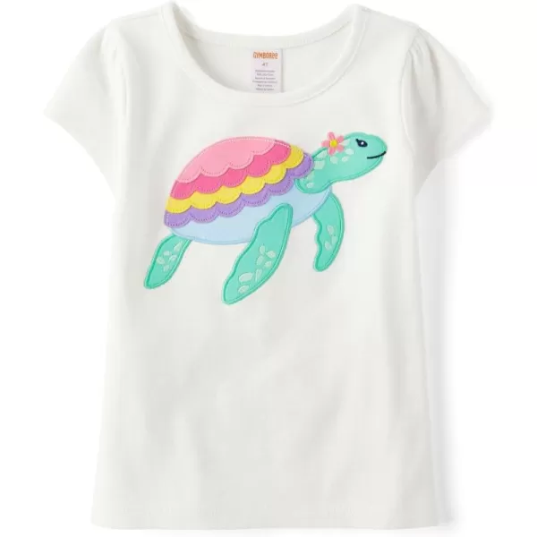 Gymboree Girls' and Toddler Embroidered Graphic Short Sleeve T-Shirts
