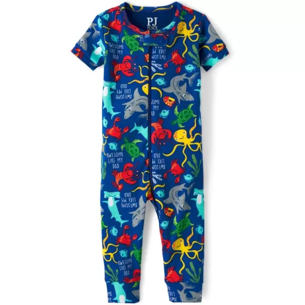 The Children's Place Baby Boys' Short Sleeve 100% Cotton Zip-Front One Piece Footless Pajamas