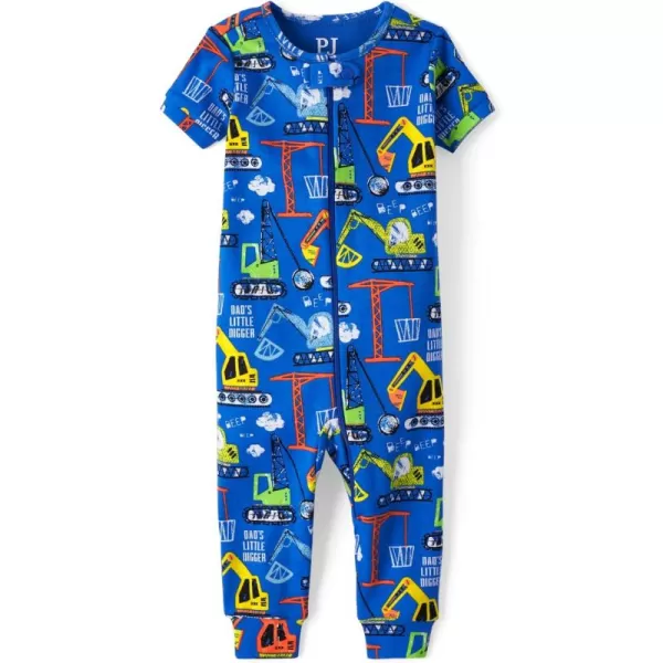 The Children's Place Baby Boys' Short Sleeve 100% Cotton Zip-Front One Piece Footless Pajamas