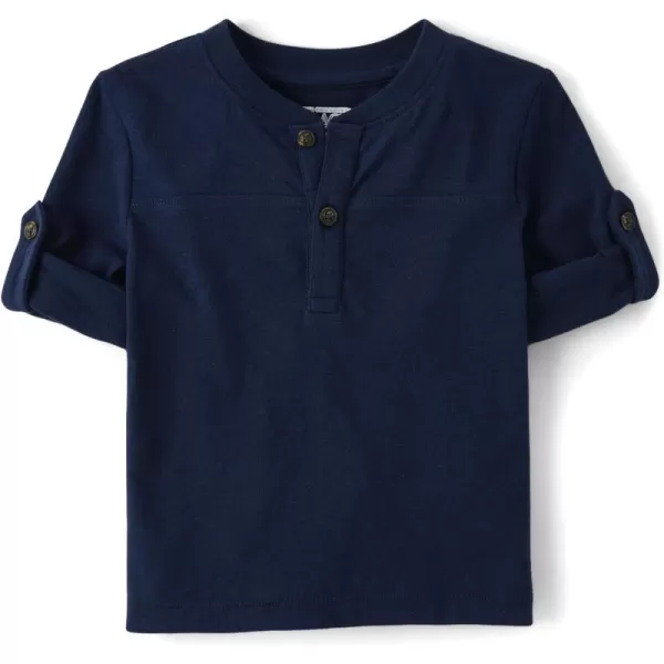 The Children's Place Baby Boys' and Toddler Long Sleeve Rolled Cuff Henley Shirt