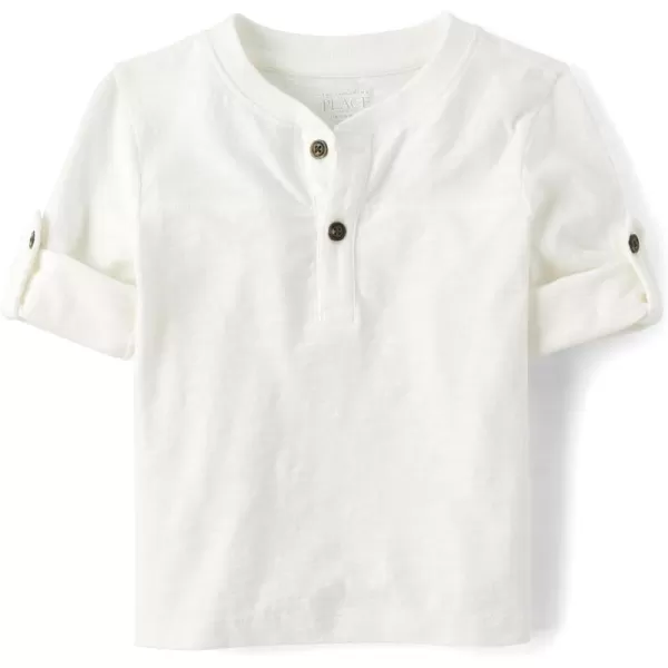 The Children's Place Baby Boys' and Toddler Long Sleeve Rolled Cuff Henley Shirt