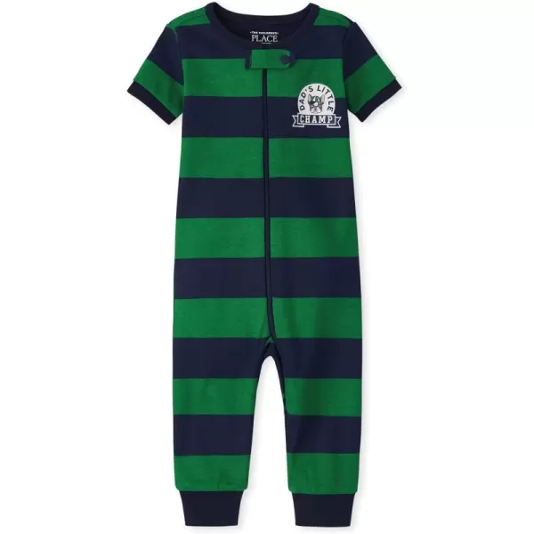 The Children's Place Baby Boys' and Toddler Short Sleeve Zip-Front One Piece Footless Pajama Snug Fit 100% Cotton