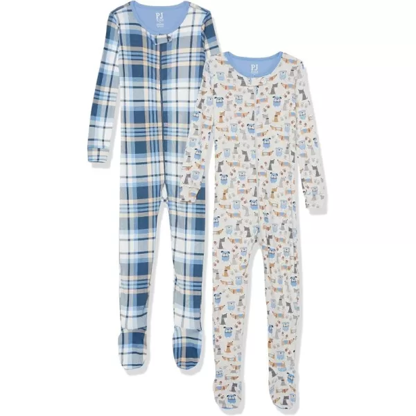 The Children's Place Baby Boys' and Toddler Snug Fit 100% Cotton Zip-Front One Piece Footed Pajamas 2-Pack