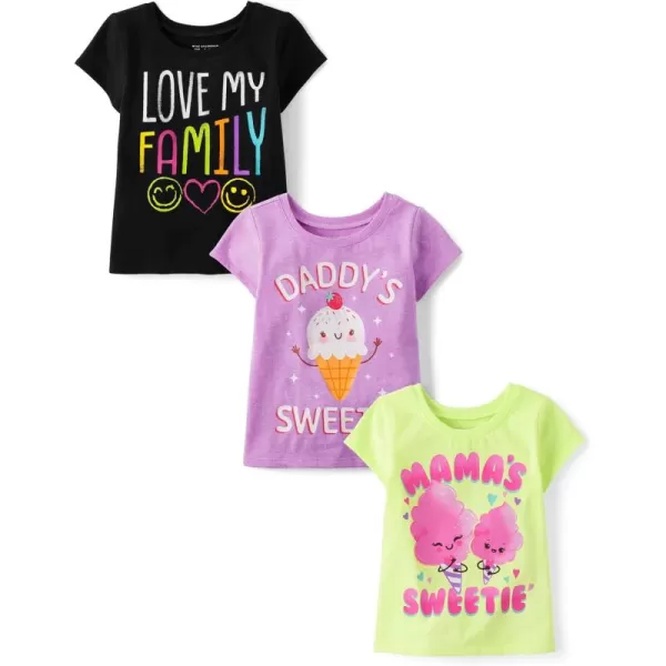 The Children's Place Baby Girls' and Toddler Dinos Short Sleeve Graphic T-Shirts,multipacks