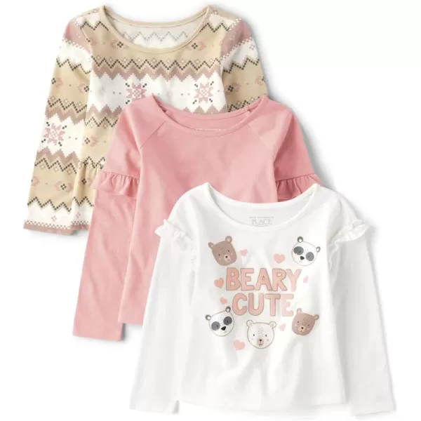 The Children's Place Baby Girls' and Toddler Long Sleeve Fashion Shirts 3-Pack