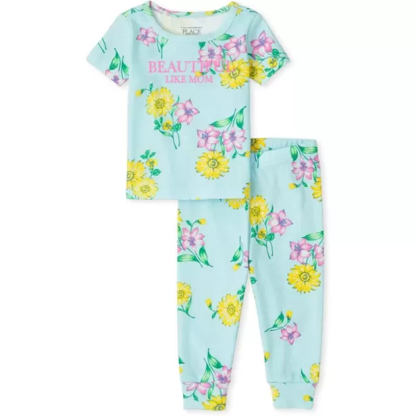The Children's Place Baby Girls' and Toddler Short Sleeve Top and Pants Snug Fit 100% Cotton 2 Piece Pajama Set