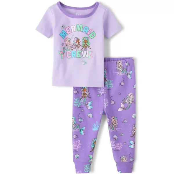 The Children's Place Baby Girls' and Toddler Short Sleeve Top and Pants Snug Fit 100% Cotton 2 Piece Pajama Set