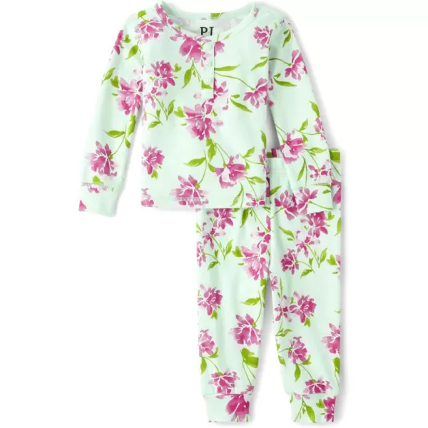 The Children's Place Baby Girl's and Toddler Short Sleeve Top and Pants Snug Fit 100% Cotton 2-Piece Pajama Set
