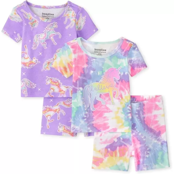 The Children's Place Baby Girls' and Toddler Sleeve Top and Shorts Snug Fit 100% Cotton 2 Piece Pajama Sets