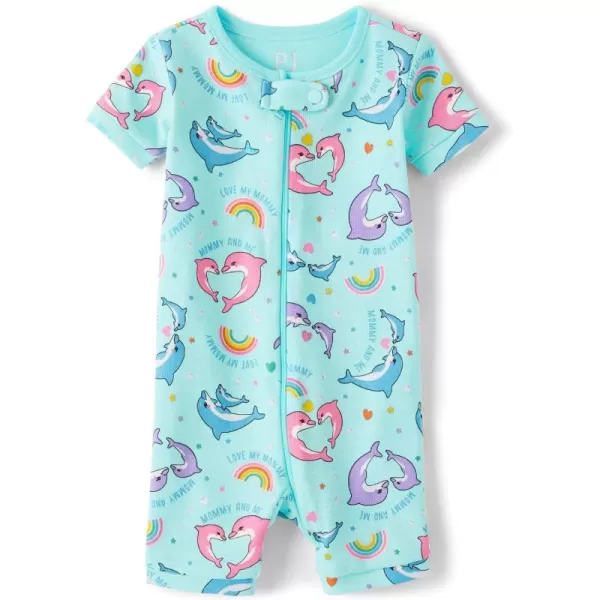 The Children's Place Baby Girl's and Toddler Snug Fit 100% Cotton Short Sleeve Zip-Front One Piece Footless Pajama