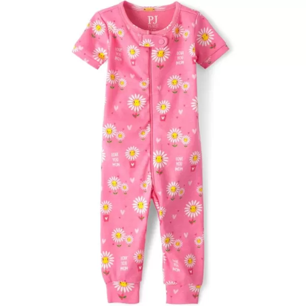 The Children's Place Baby Girls' and Toddler Snug Fit 100% Cotton Short Sleeve Zip-Front One Piece Footless Pajama