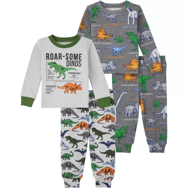 The Children's Place Baby Single and Toddler Boys Long Sleeve Top and Pants Snug Fit 100% Cotton 2 Piece Pajama Sets