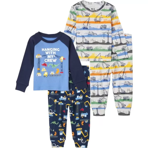 The Children's Place Baby Single and Toddler Boys Long Sleeve Top and Pants Snug Fit 100% Cotton 2 Piece Pajama Sets
