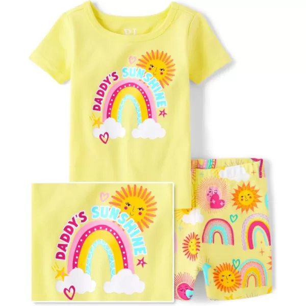 The Children's Place Baby Toddler Girl Sleeve Top and Shorts Snug Fit 100% Cotton 2 Piece Pajama Set