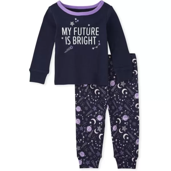The Children's Place Baby Toddler Girls Long Sleeve Top and Pants Snug Fit 100% Cotton 2 Piece Pajama Set