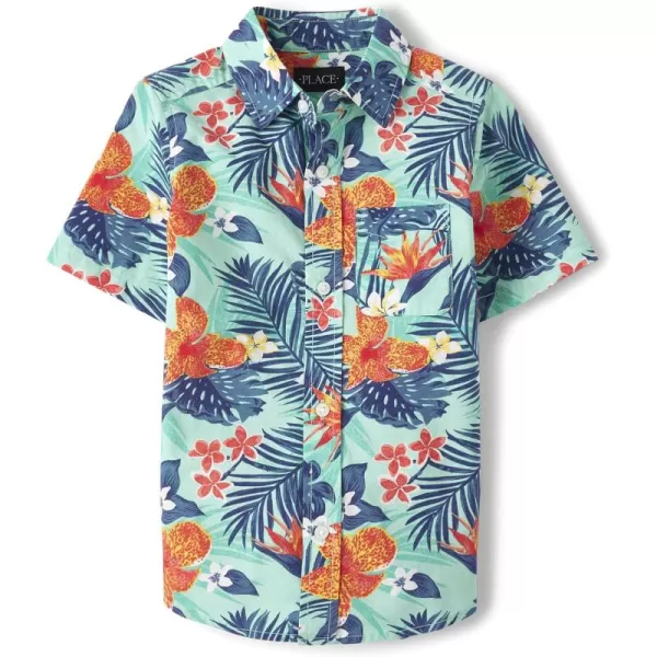 The Children's Place Big Boys' Short Sleeve Button Down Shirt