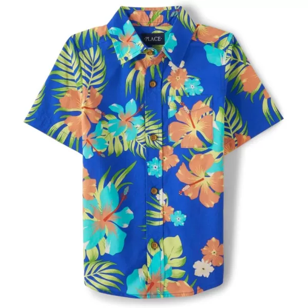 The Children's Place Big Boys' Short Sleeve Button Down Shirt