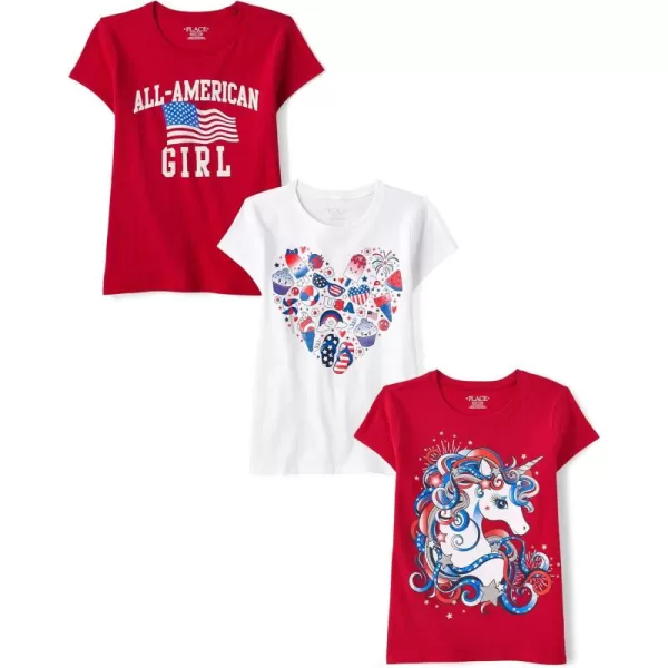 The Children's Place Girls' Holidays Short Sleeve Graphic T-Shirts,multipacks