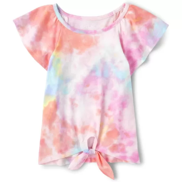 The Children's Place Girls' Short Sleeve Tie Front Top