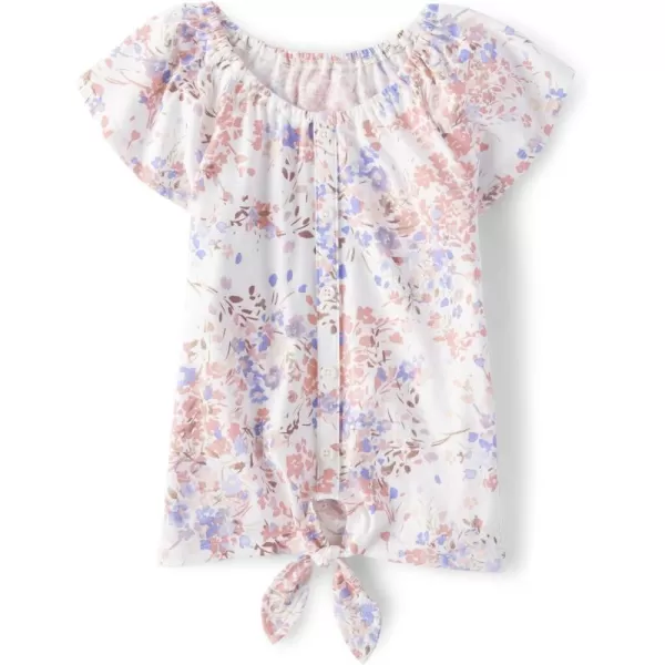 The Children's Place Girls' Short Sleeve Tie Front Top