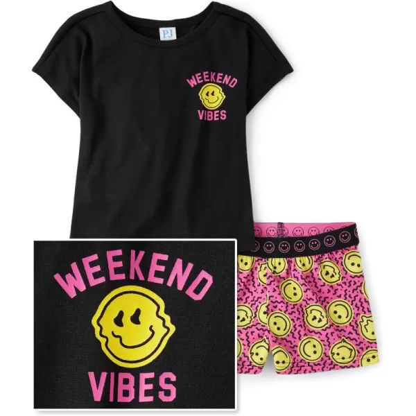 The Children's Place Girls Sleeve Top and Shorts 2 Piece Pajama Set
