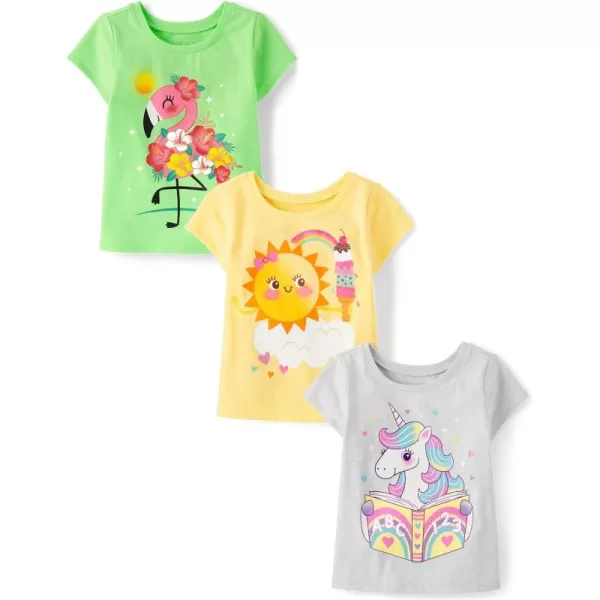 The Children's Place Girls' and Toddler Assorted Everyday Short Sleeve Graphic T-Shirts,multipacks