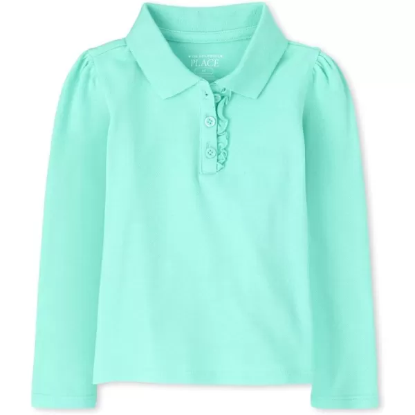 The Children's Place Toddler Girls Long Sleeve Ruffle Pique Polo