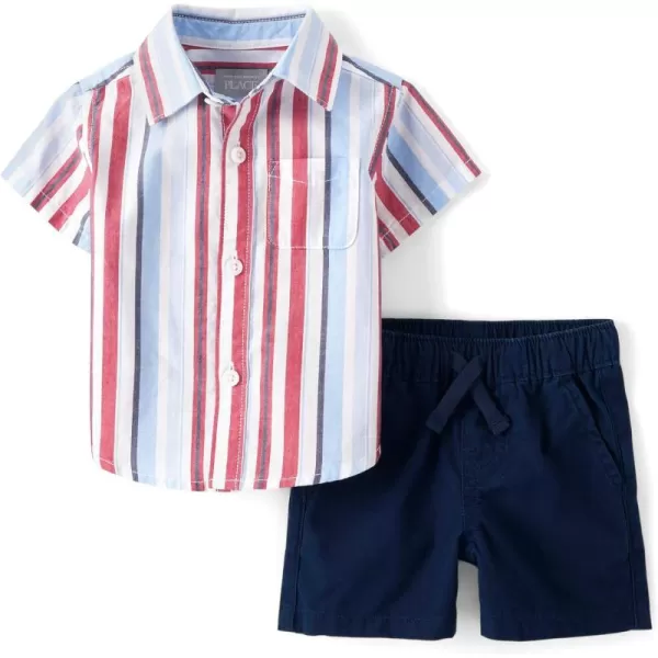 The Children's Place baby-boys And Newborn Short Sleeve Button Down Shirt and Shorts 2 Piece Set