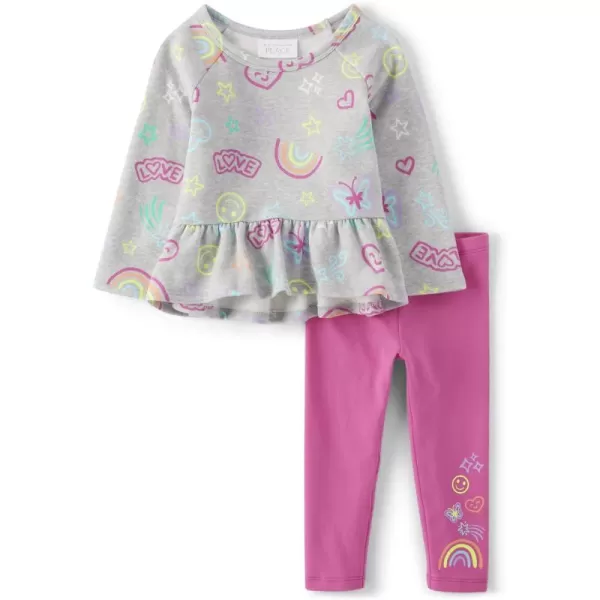 The Children's Place baby-girls And Toddler 2 Piece Outfit, Long Sleeve Top and Pant Active Playwear Set