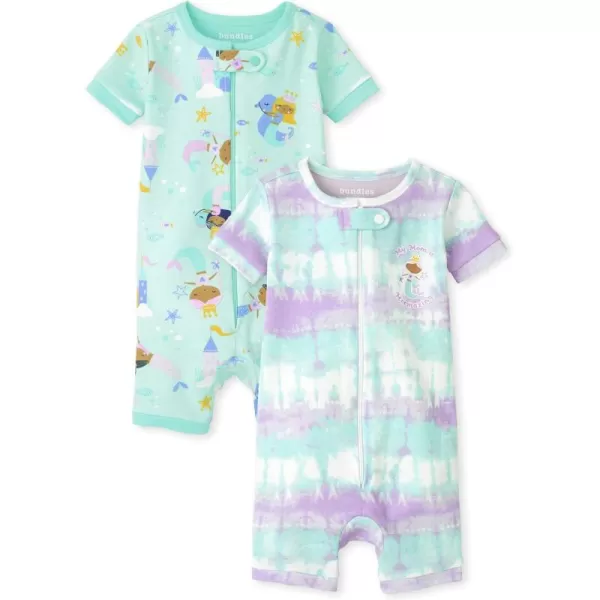 The Children's Place baby-girls And Toddler Short Sleeve Zip-front One Piece Footless Pajama Snug Fit 100% Cotton 2 Piece Set