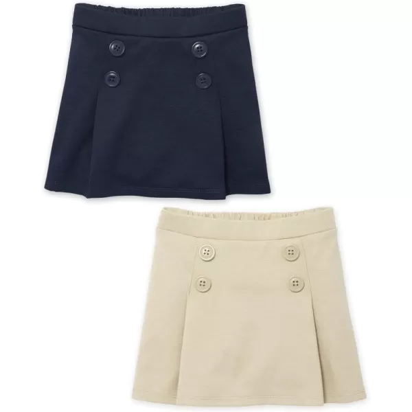 The Children's Place baby girls Uniform Ponte Knit Button Skort 2 pack